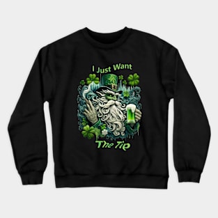 Whimsical Leprechaun Savoring A Cold One Crewneck Sweatshirt